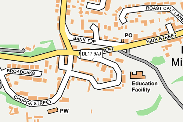 DL17 9AJ map - OS OpenMap – Local (Ordnance Survey)