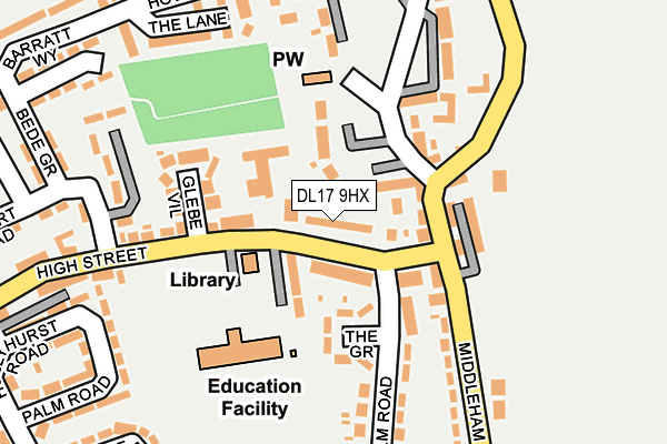 DL17 9HX map - OS OpenMap – Local (Ordnance Survey)