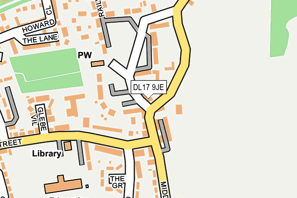 DL17 9JE map - OS OpenMap – Local (Ordnance Survey)