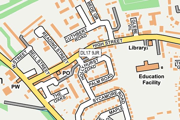 DL17 9JR map - OS OpenMap – Local (Ordnance Survey)