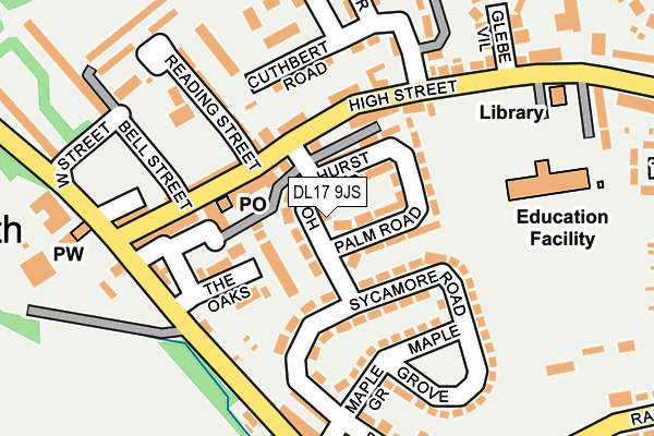 DL17 9JS map - OS OpenMap – Local (Ordnance Survey)