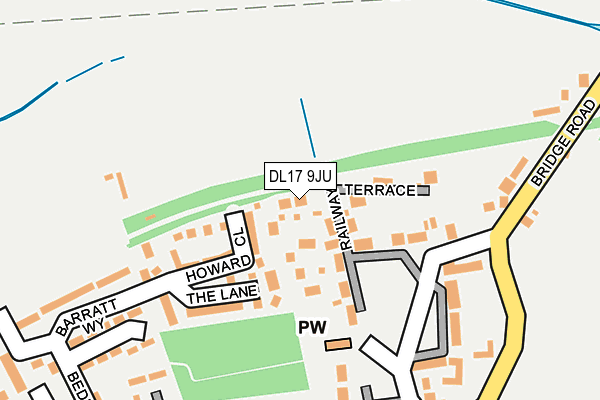 DL17 9JU map - OS OpenMap – Local (Ordnance Survey)