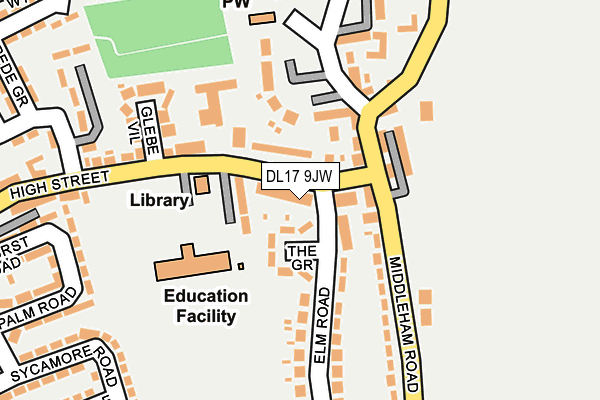 DL17 9JW map - OS OpenMap – Local (Ordnance Survey)