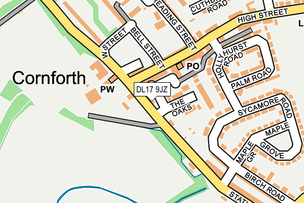 DL17 9JZ map - OS OpenMap – Local (Ordnance Survey)