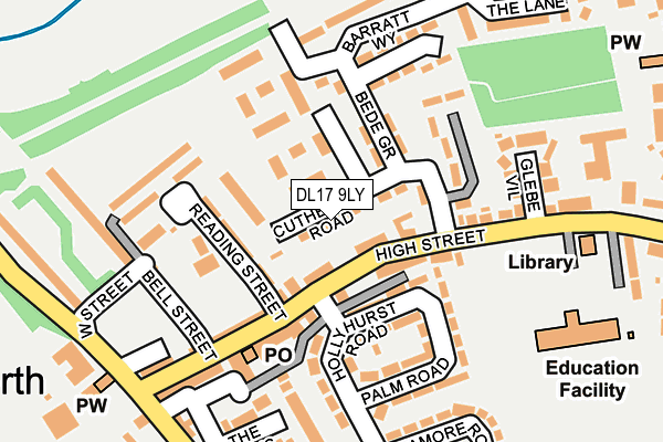 DL17 9LY map - OS OpenMap – Local (Ordnance Survey)