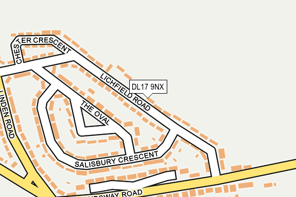 DL17 9NX map - OS OpenMap – Local (Ordnance Survey)
