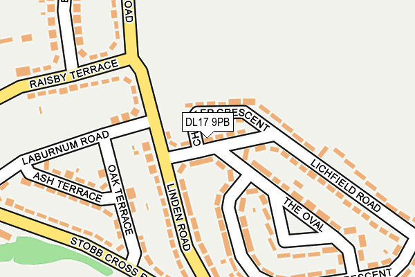 DL17 9PB map - OS OpenMap – Local (Ordnance Survey)