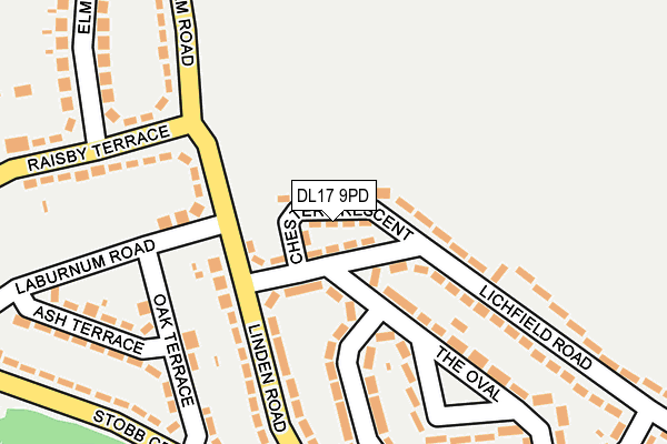 DL17 9PD map - OS OpenMap – Local (Ordnance Survey)