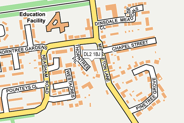DL2 1BJ map - OS OpenMap – Local (Ordnance Survey)