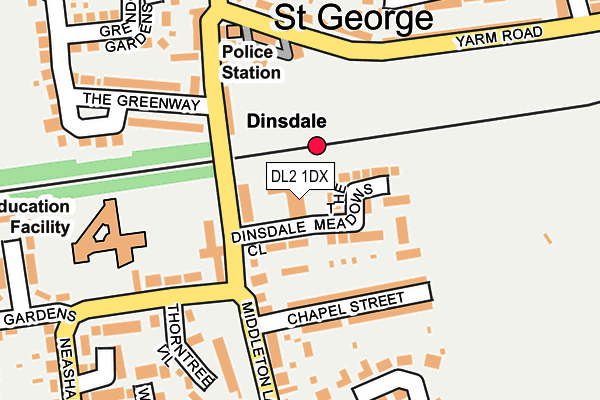 DL2 1DX map - OS OpenMap – Local (Ordnance Survey)