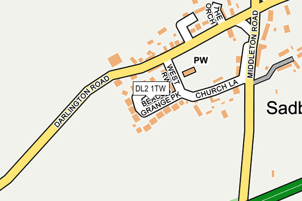 DL2 1TW map - OS OpenMap – Local (Ordnance Survey)