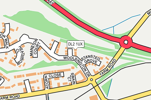 DL2 1UX map - OS OpenMap – Local (Ordnance Survey)