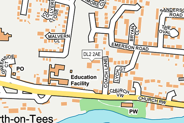 DL2 2AE map - OS OpenMap – Local (Ordnance Survey)