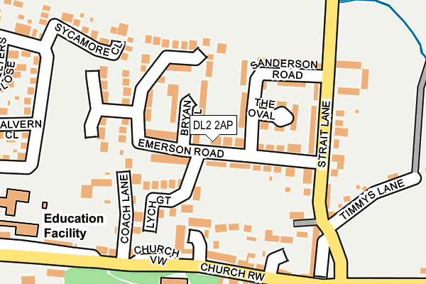 DL2 2AP map - OS OpenMap – Local (Ordnance Survey)