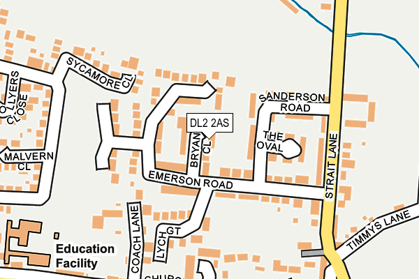 DL2 2AS map - OS OpenMap – Local (Ordnance Survey)