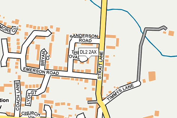 DL2 2AX map - OS OpenMap – Local (Ordnance Survey)