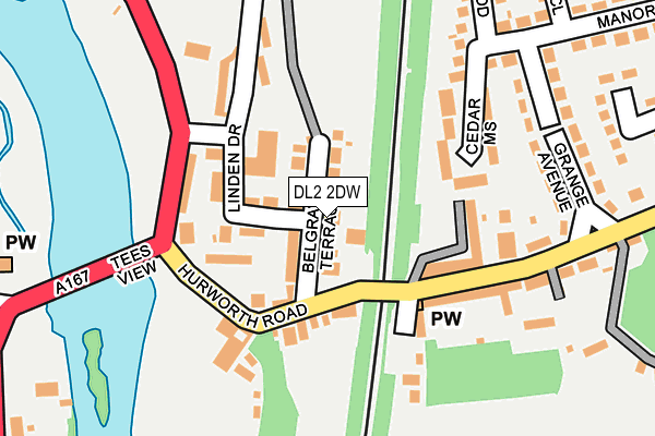 DL2 2DW map - OS OpenMap – Local (Ordnance Survey)