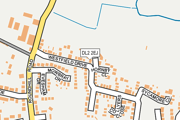 DL2 2EJ map - OS OpenMap – Local (Ordnance Survey)