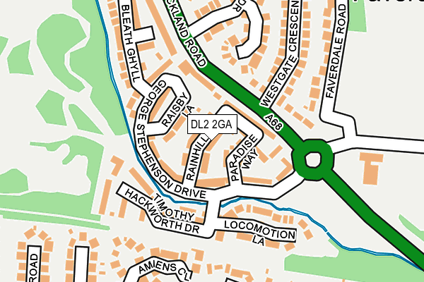 DL2 2GA map - OS OpenMap – Local (Ordnance Survey)