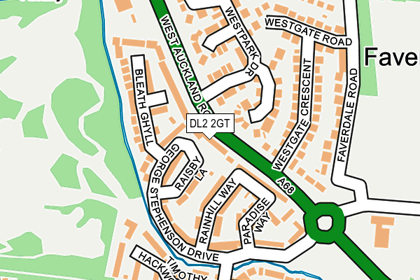 DL2 2GT map - OS OpenMap – Local (Ordnance Survey)