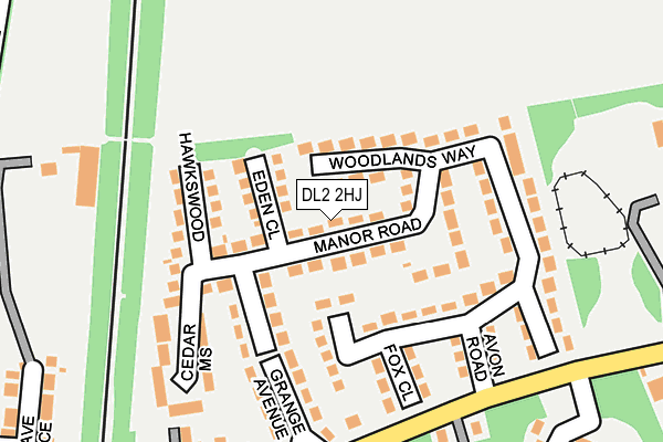 DL2 2HJ map - OS OpenMap – Local (Ordnance Survey)