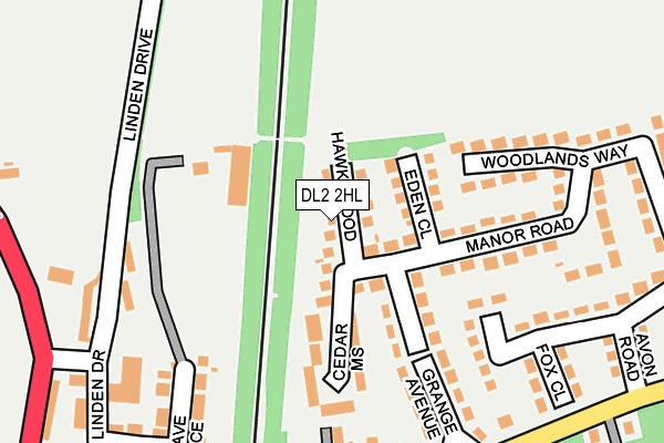 DL2 2HL map - OS OpenMap – Local (Ordnance Survey)