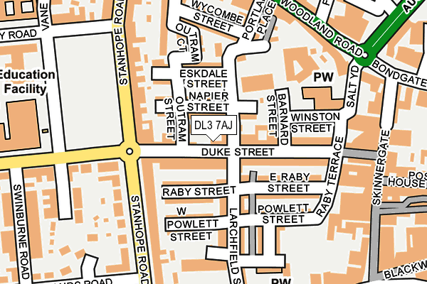 DL3 7AJ map - OS OpenMap – Local (Ordnance Survey)