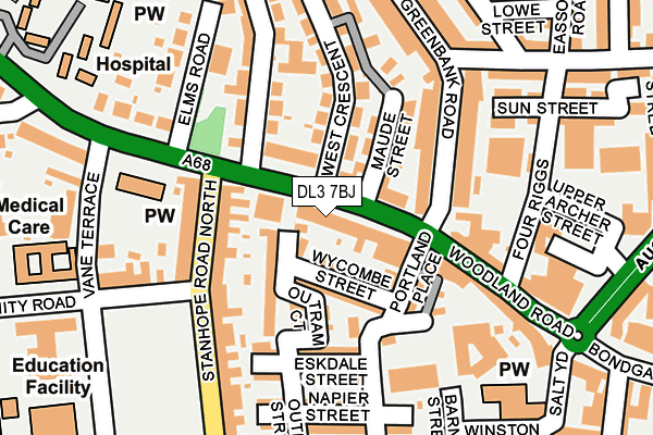 DL3 7BJ map - OS OpenMap – Local (Ordnance Survey)