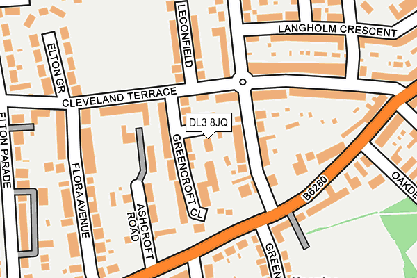 DL3 8JQ map - OS OpenMap – Local (Ordnance Survey)
