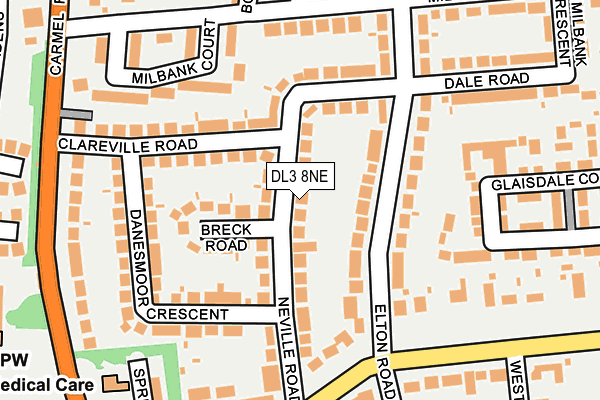 DL3 8NE map - OS OpenMap – Local (Ordnance Survey)