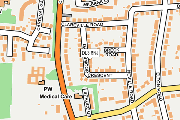 DL3 8NJ map - OS OpenMap – Local (Ordnance Survey)