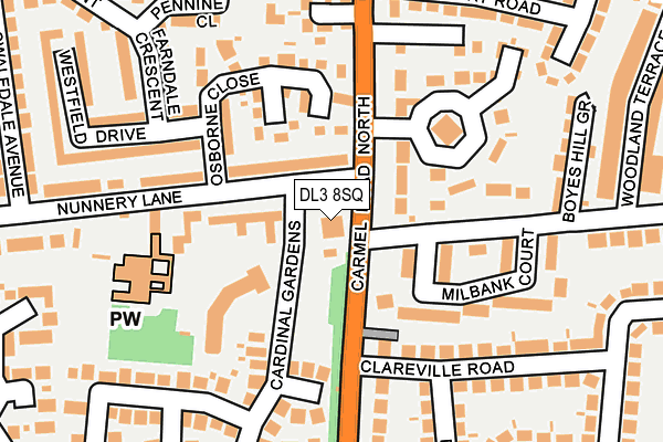 DL3 8SQ map - OS OpenMap – Local (Ordnance Survey)