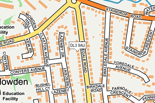 DL3 9AU map - OS OpenMap – Local (Ordnance Survey)