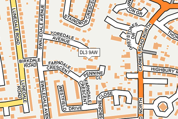 DL3 9AW map - OS OpenMap – Local (Ordnance Survey)