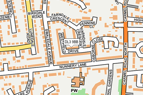 DL3 9BB map - OS OpenMap – Local (Ordnance Survey)