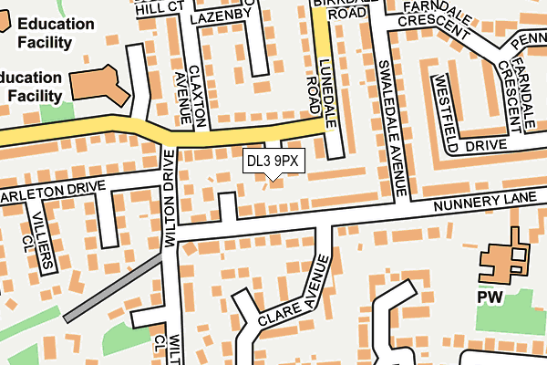 DL3 9PX map - OS OpenMap – Local (Ordnance Survey)