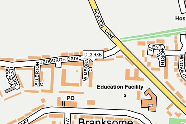 DL3 9XB map - OS OpenMap – Local (Ordnance Survey)