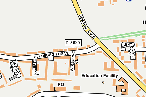 DL3 9XD map - OS OpenMap – Local (Ordnance Survey)