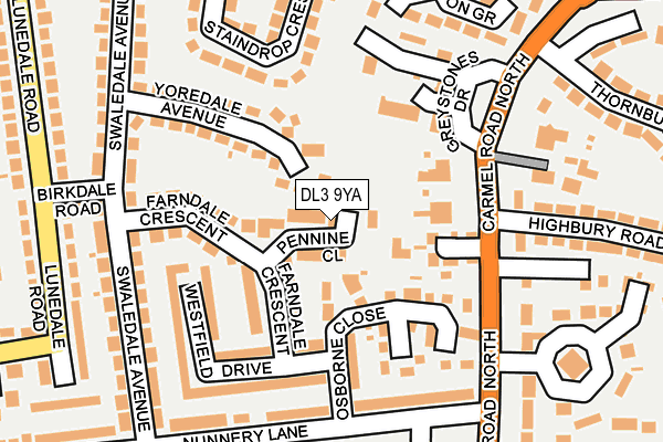 DL3 9YA map - OS OpenMap – Local (Ordnance Survey)