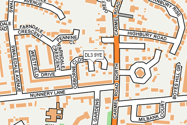 DL3 9YE map - OS OpenMap – Local (Ordnance Survey)