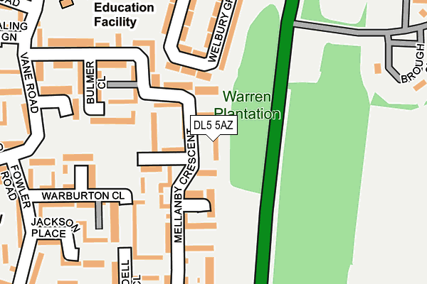 DL5 5AZ map - OS OpenMap – Local (Ordnance Survey)