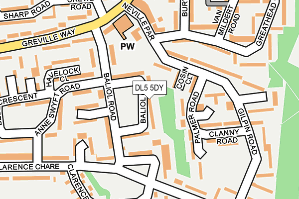 DL5 5DY map - OS OpenMap – Local (Ordnance Survey)