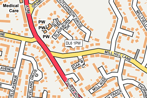 DL6 1PW map - OS OpenMap – Local (Ordnance Survey)