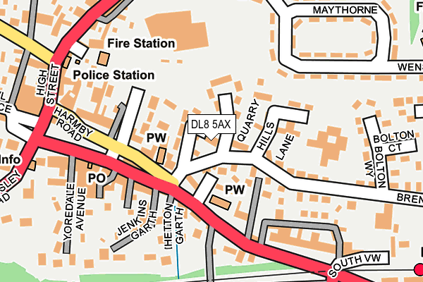DL8 5AX map - OS OpenMap – Local (Ordnance Survey)