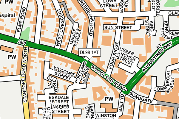 DL98 1AT map - OS OpenMap – Local (Ordnance Survey)