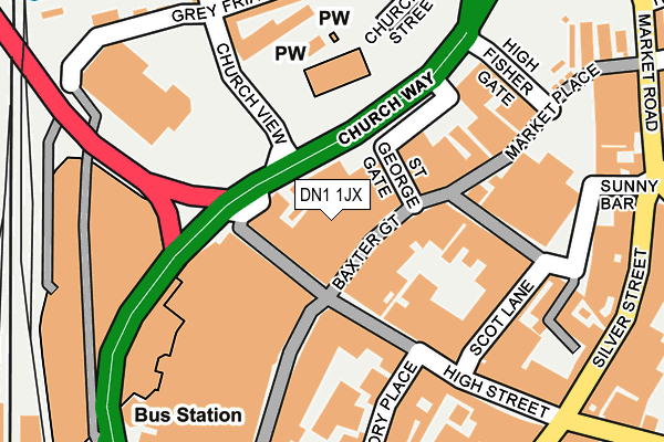 DN1 1JX map - OS OpenMap – Local (Ordnance Survey)