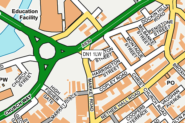 DN1 1LW map - OS OpenMap – Local (Ordnance Survey)