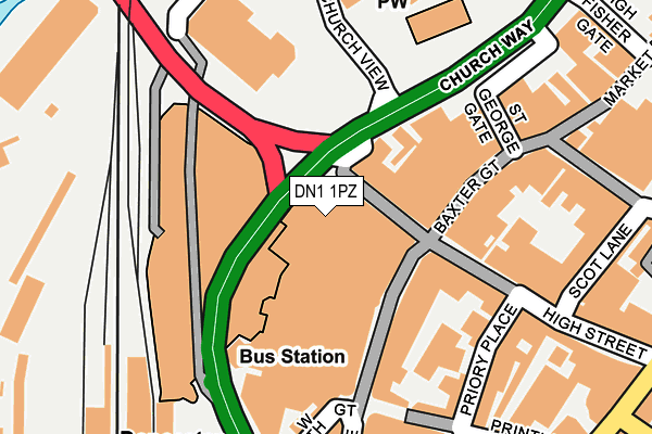 DN1 1PZ map - OS OpenMap – Local (Ordnance Survey)