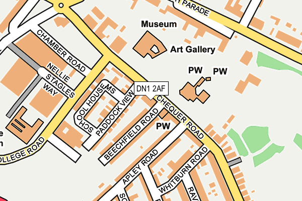 DN1 2AF map - OS OpenMap – Local (Ordnance Survey)