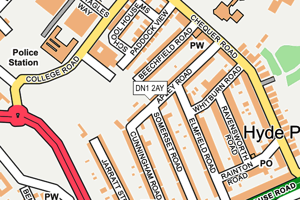 DN1 2AY map - OS OpenMap – Local (Ordnance Survey)